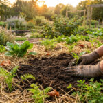 Potager en permaculture avec épinards et chou Kale plantés en septembre