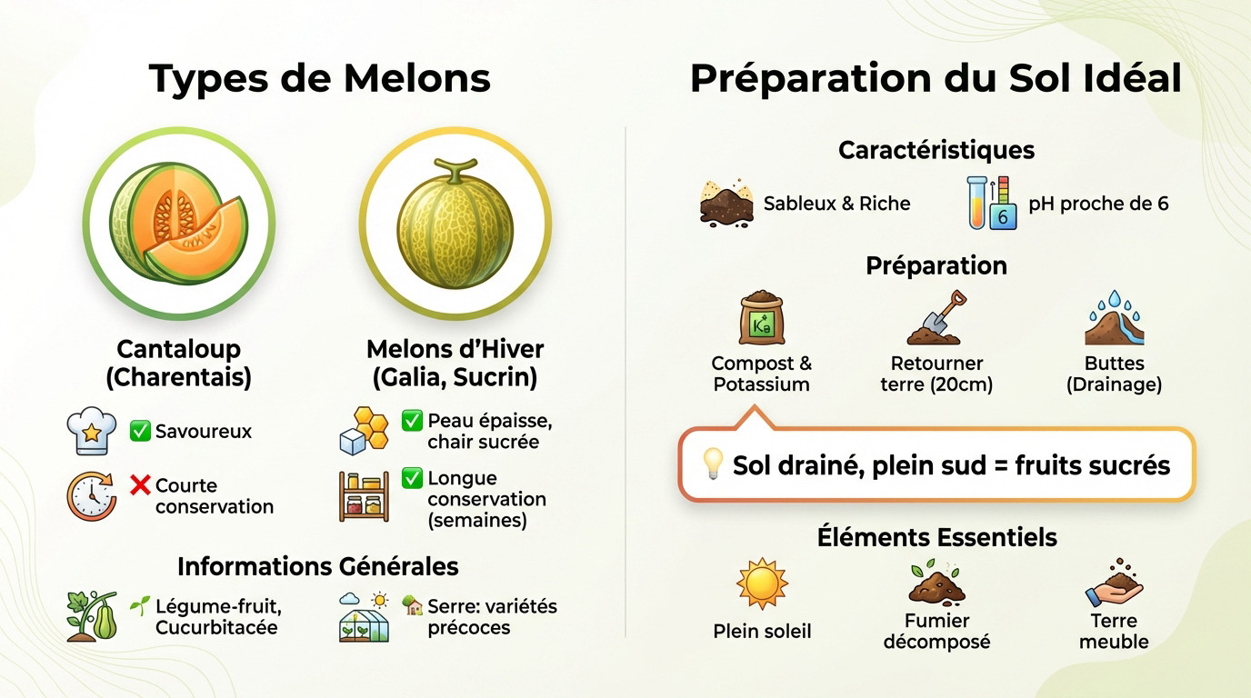 Différents types de melons et préparation du sol au potager