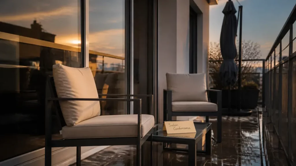 Salon de jardin conforama aluminium anthracite sur terrasse étroite