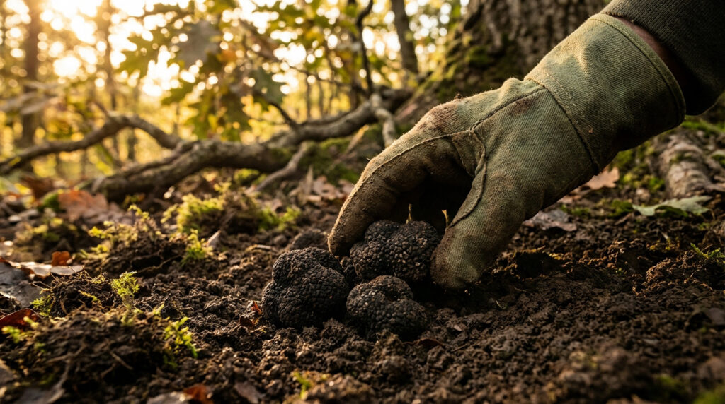 Truffière avec sol calcaire idéal pour cultiver des truffes noires en 2026