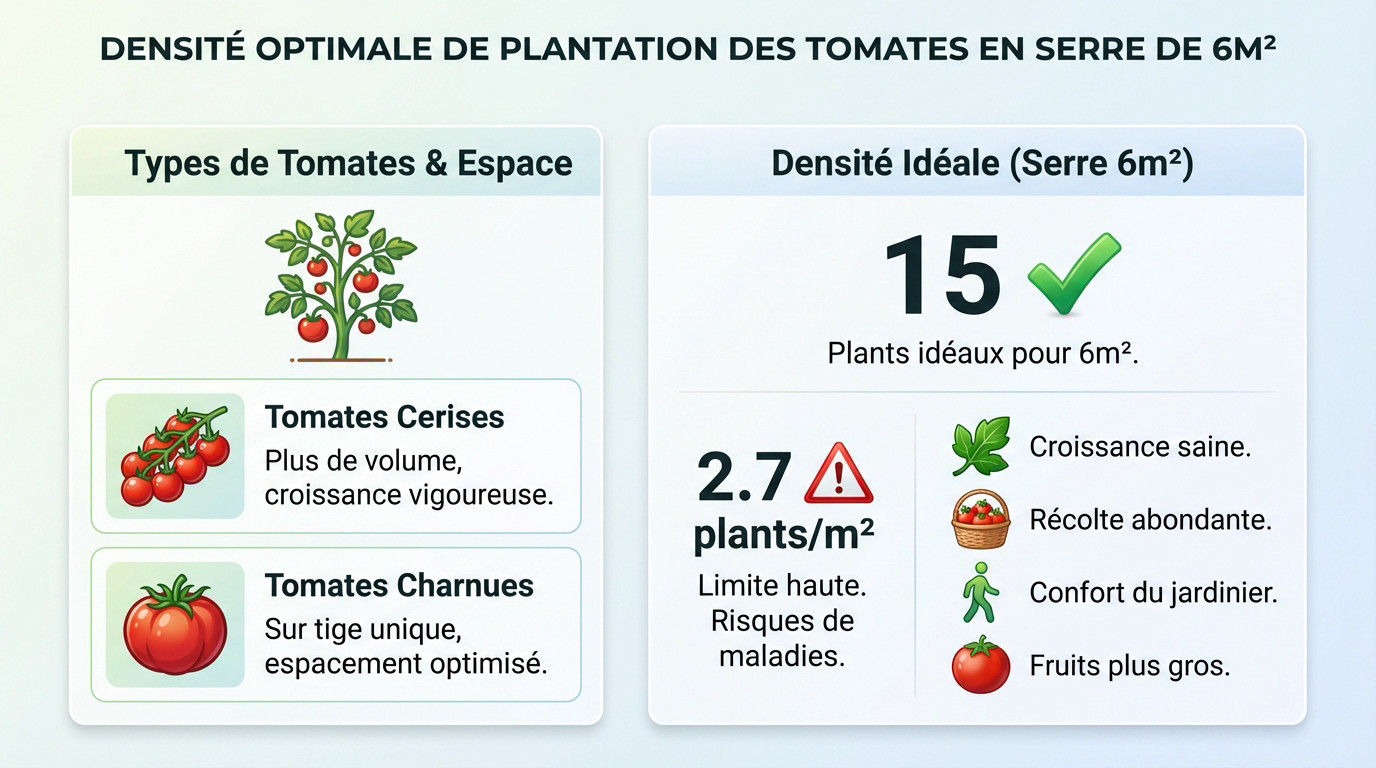 Schéma de densité de plantation des tomates dans une serre de 6m2