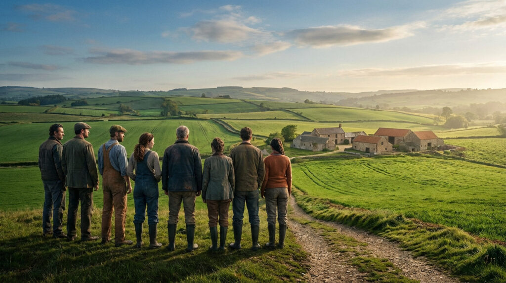 Agricultural landscape in France showcasing diverse farms and fields in 2024