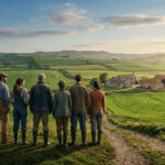 Agricultural landscape in France showcasing diverse farms and fields in 2024