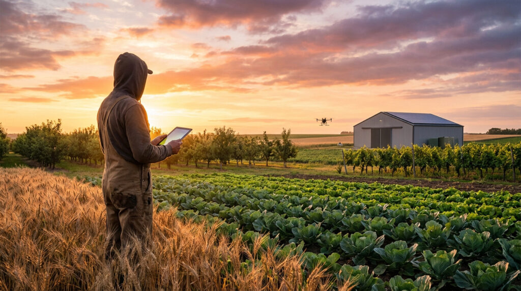 Agriculteur dans un vignoble, illustrant le revenu par hectare en viticulture en 2026