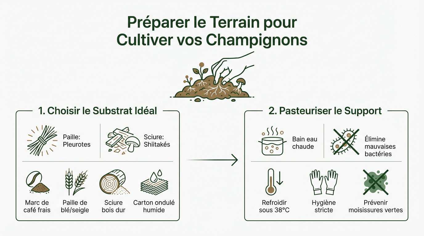 Préparation du substrat organique pour la culture de champignons à la maison