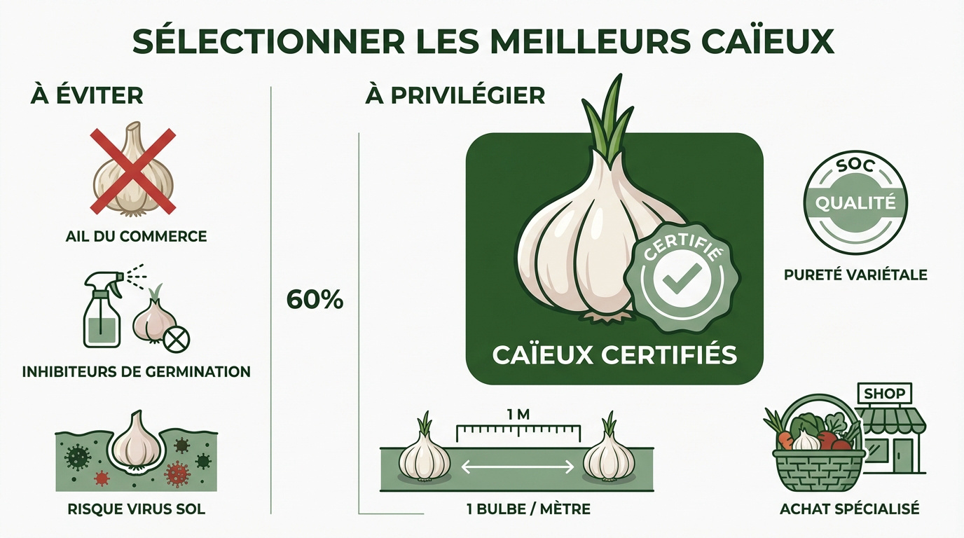 Gousses d'ail de qualité prêtes à être plantées dans un potager en permaculture