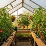 Serre de 6m2 avec des pieds de tomates bien espacés pour une récolte optimale