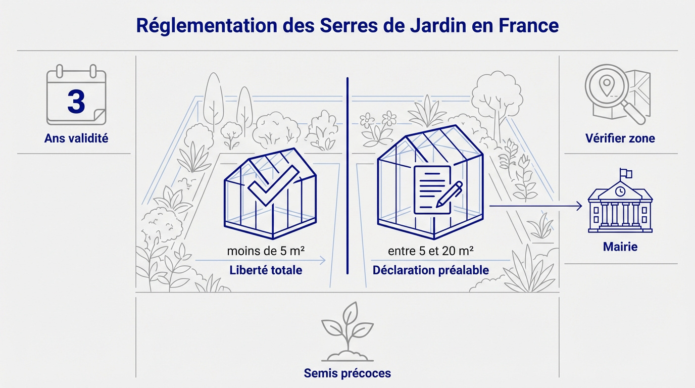 Réglementation et dimensions pour installer une serre de jardin en France