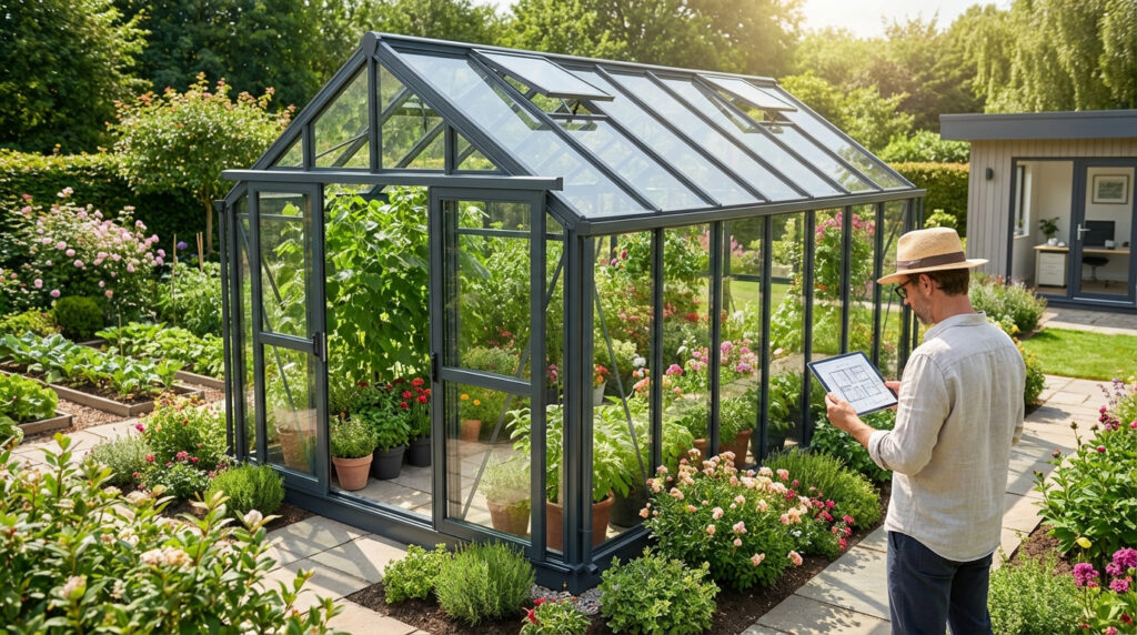 Serre de jardin en verre pour semis, conforme aux règles de déclaration en 2026