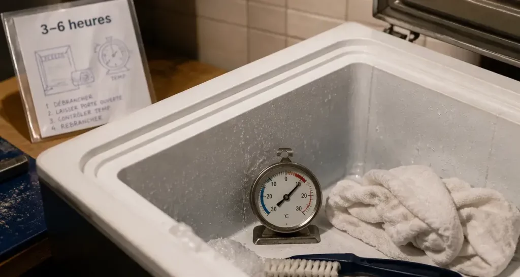 Combien de temps avant de remplir un congélateur après dégivrage : 3 à 6 heures