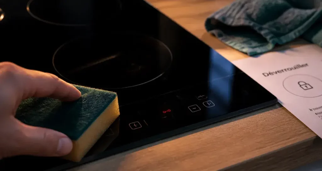 Comment déverrouiller une plaque de cuisson : symbole clé rouge sur écran tactile