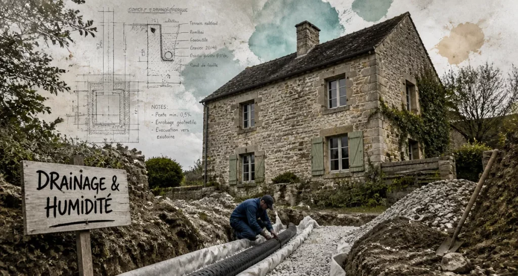 drainage maison ancienne prix tranchée ouvrier