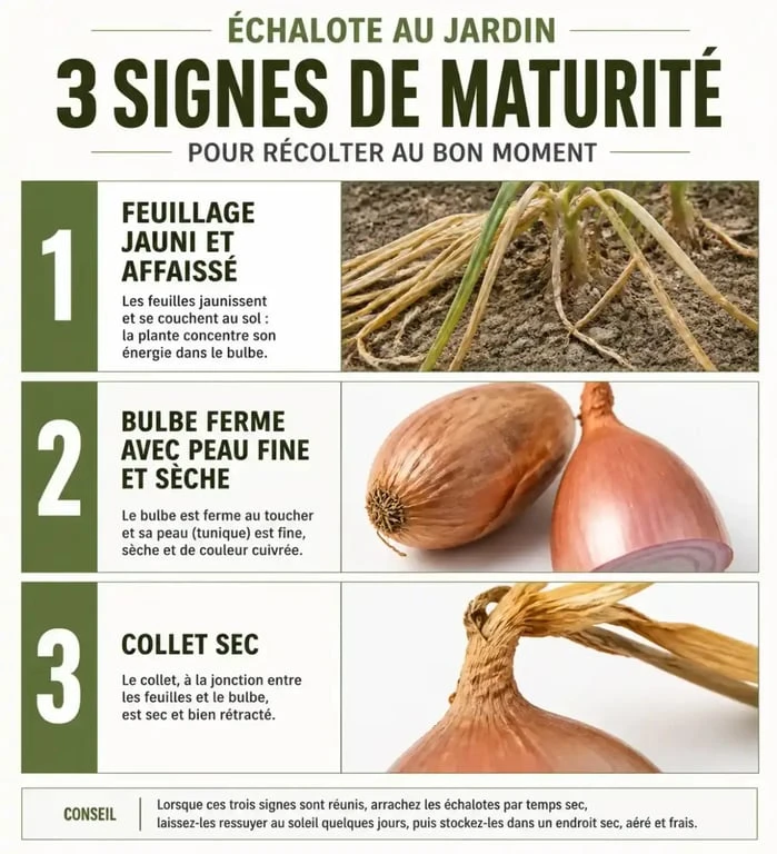 Signes de maturité pour savoir quand récolter les échalotes au jardin