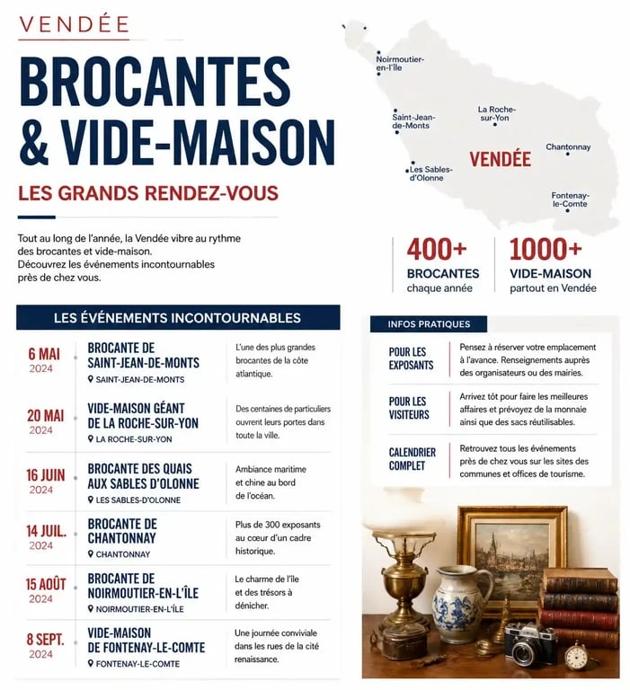 Principaux événements de vide-maison et brocantes en Vendée 85