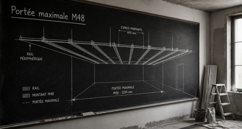 Schéma portée maximum plafond autoportant M48
