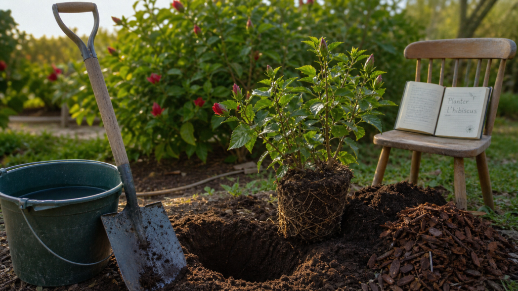 Quand planter un hibiscus en pleine terre : bêche, trou et motte, plantation en jardin
