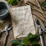 Quand tailler les cassissiers : rameaux de cassissier et outils de taille.