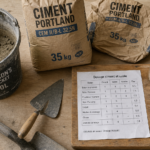 Tableau dosage ciment sable sur table : ratios ciment et sable