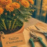 Taille chrysanthème : coupe nette, ciseaux près du pot