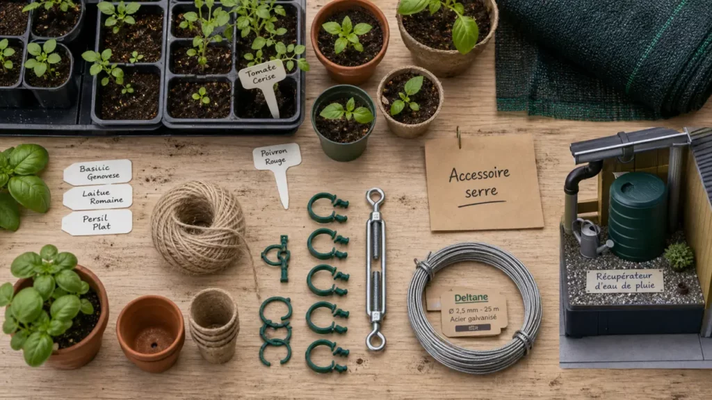Accessoire serre de jardin : toile d’ombrage et fixation pour serre de jardin