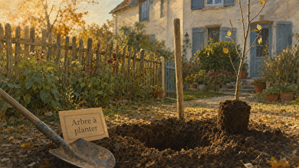 arbre a planter : jeune arbre planté en terre