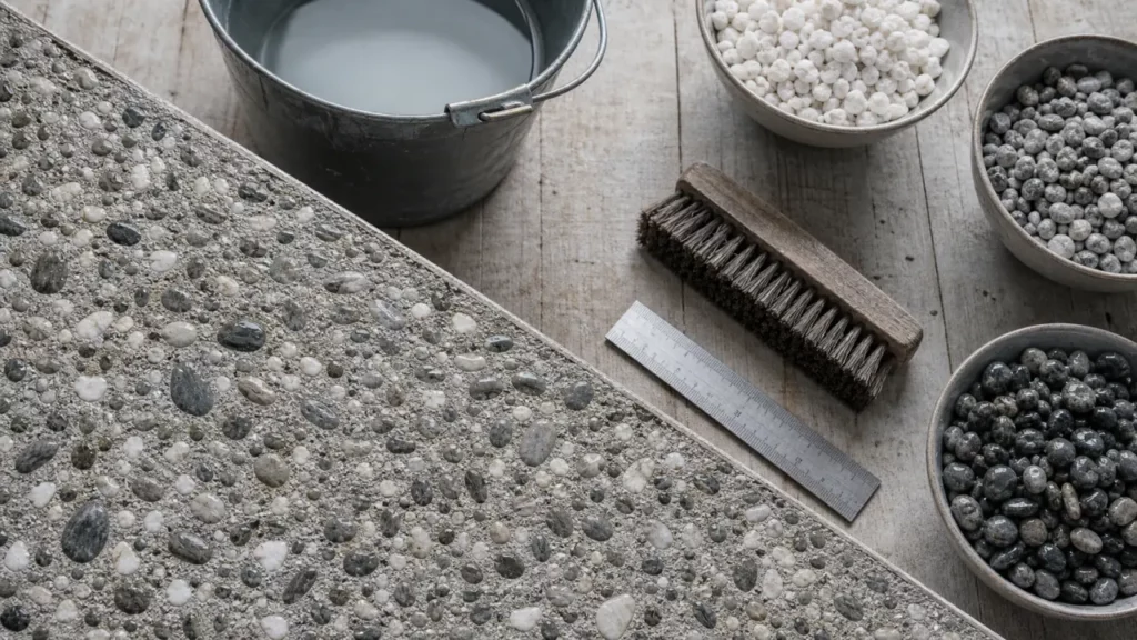 Béton lavé : granulats et lavage de terrasse