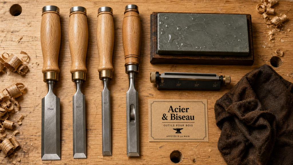 Ciseaux a bois acier biseau 25° ou 30° sur établi