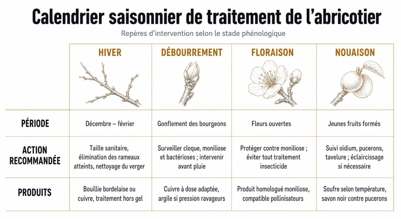 Calendrier de traitement de l'abricotier : guide des soins saisonniers pour prévenir les maladies