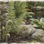 Fougères plantes extérieur en jardin ombragé, sol frais et humifère