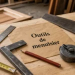 Outil de menuisier pour mesurer et tracer : règle, équerre, mètre ruban