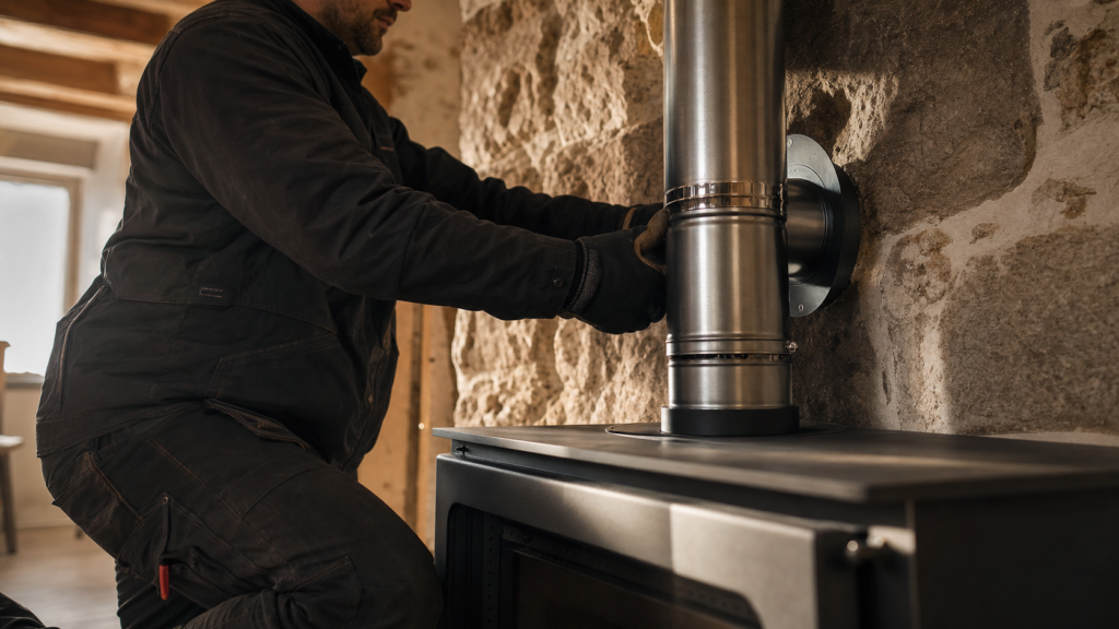 Poele a bois tubage inox : raccordement et bon diamètre pour tirage