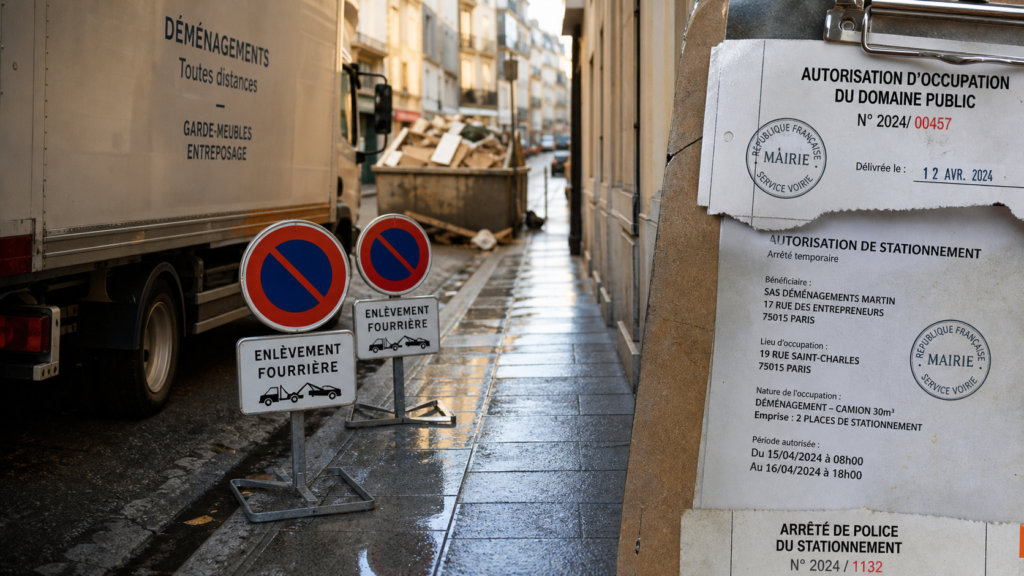 Pose panneaux interdiction de stationner B6a1, arrêté municipal et enlèvement fourrière
