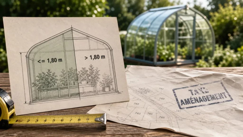 Taxe serre de jardin : 1,80 m, déclaration préalable et PLU