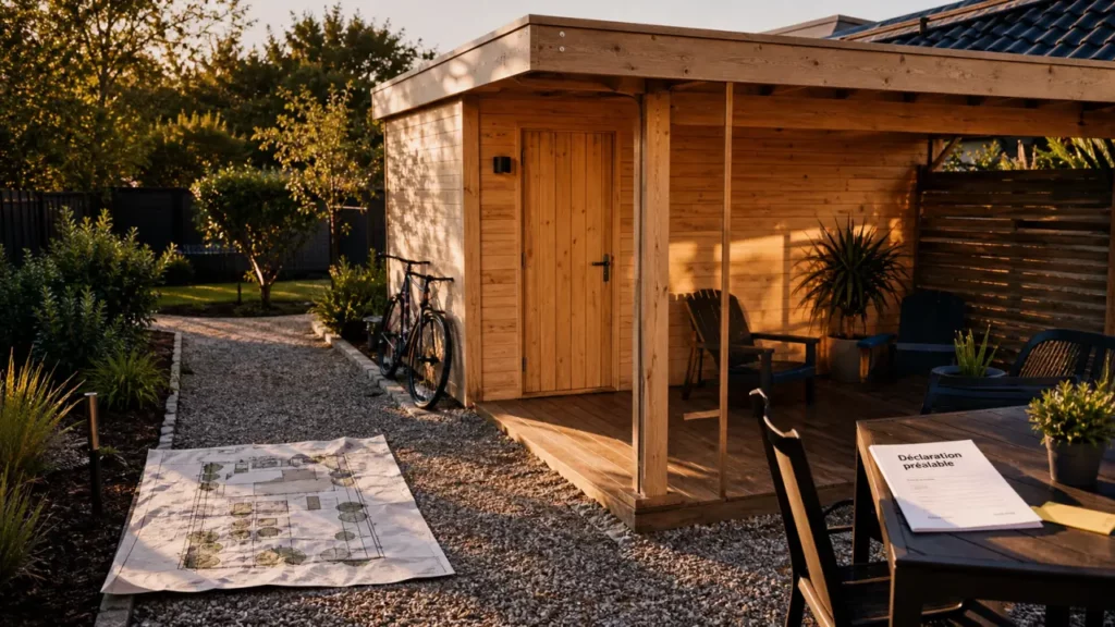Abri de jardin avec pergola : déclaration préalable selon 5, 20 ou 40 m²
