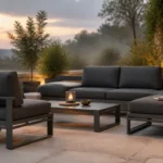 alinea salon de jardin aluminium polywood avec coussins 10 cm