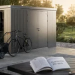 Biohort abri de jardin en acier, portes doubles verrouillées, sécurité et design