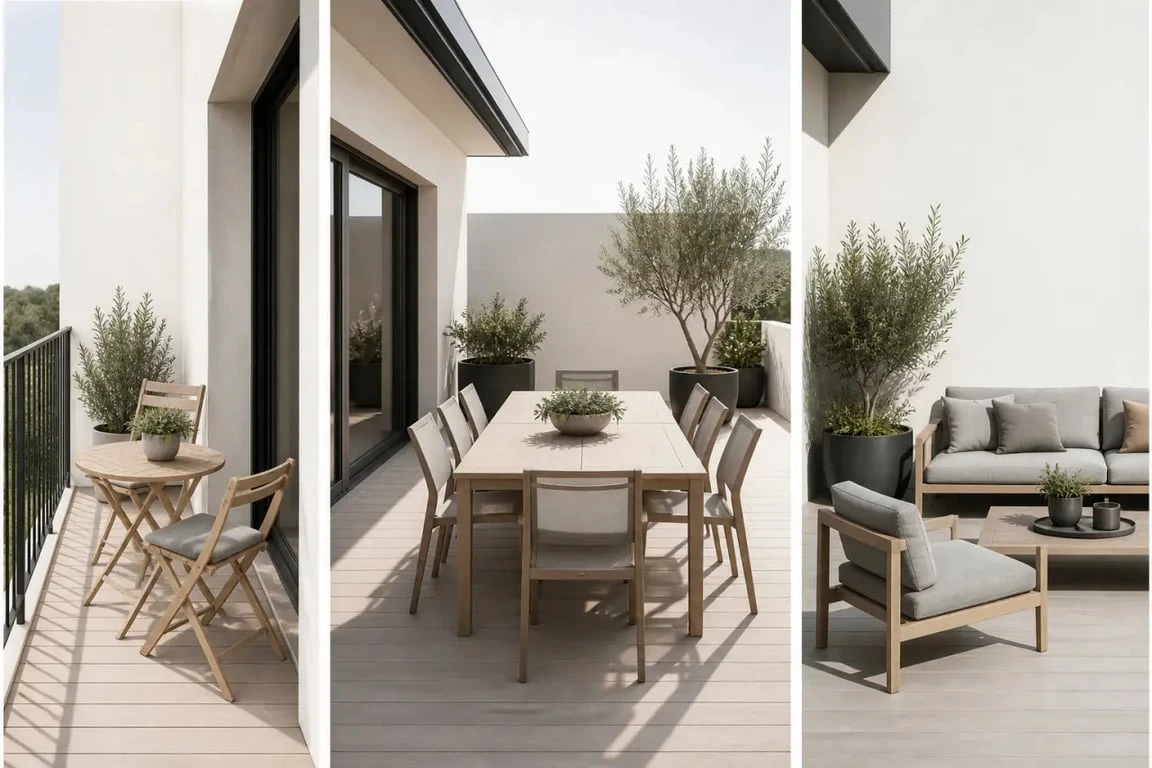 Salon de jardin Jardiland : trois aménagements d’extérieur pour comparer balcon, coin repas et salon bas