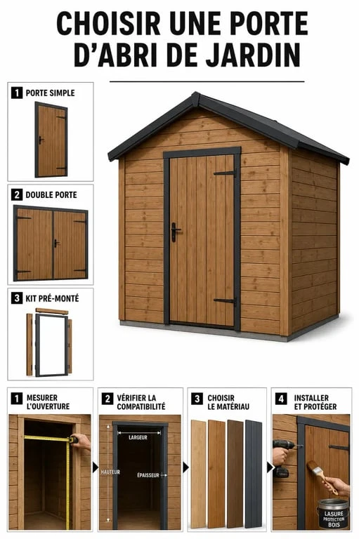 Porte abri de jardin : illustration des types de porte, des mesures et de l’installation