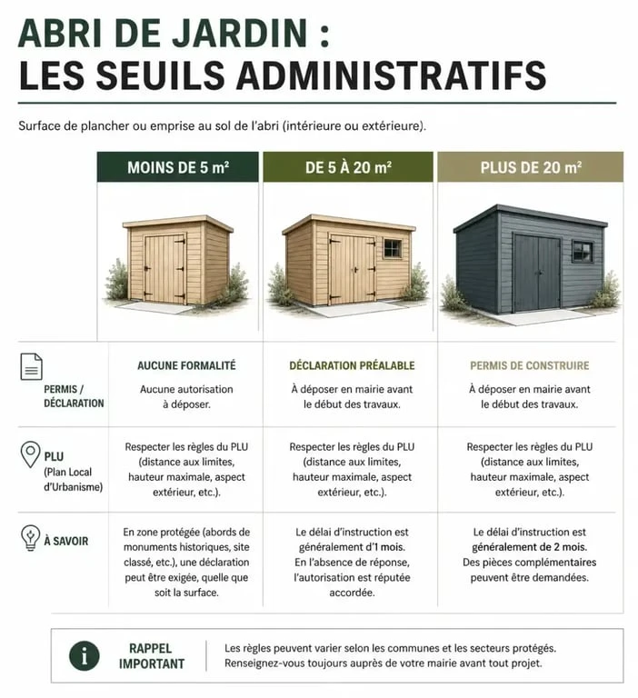 Seuils administratifs et démarches pour abri de jardin bricomarché