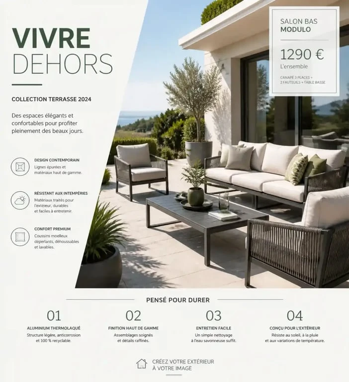 Ambiance salon de jardin But sur une terrasse moderne