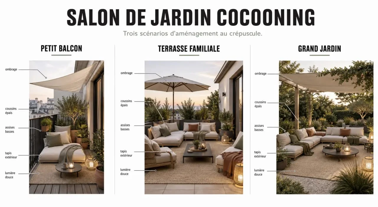 Salon de jardin cocooning : trois idées d’aménagement pour balcon, terrasse et jardin