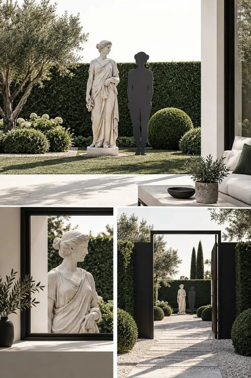 Statues décoration jardin et vérification de leur taille selon les points de vue
