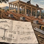 Plan abri de jardin 1 pente : schéma de coupe sur chantier