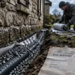 Drainage maison ancienne prix : tranchée et drain avec géotextile
