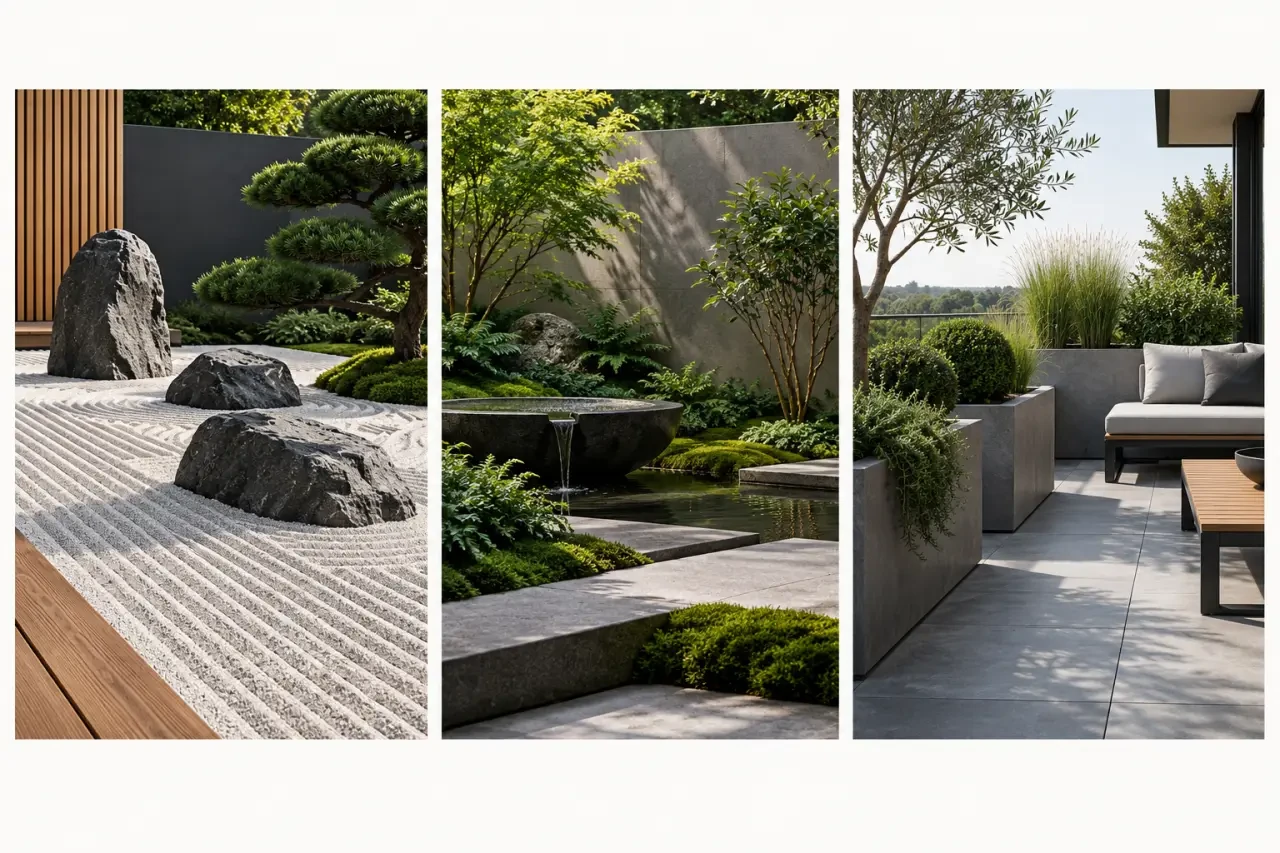 Trois idées de décoration jardin zen : jardin sec, point d’eau et terrasse minérale
