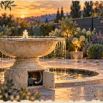 Fontaine décoration jardin avec tuyau et pompe dissimulés, installation facile