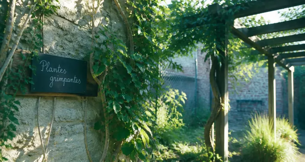 Plantes extérieures grimpantes sur façade et pergola