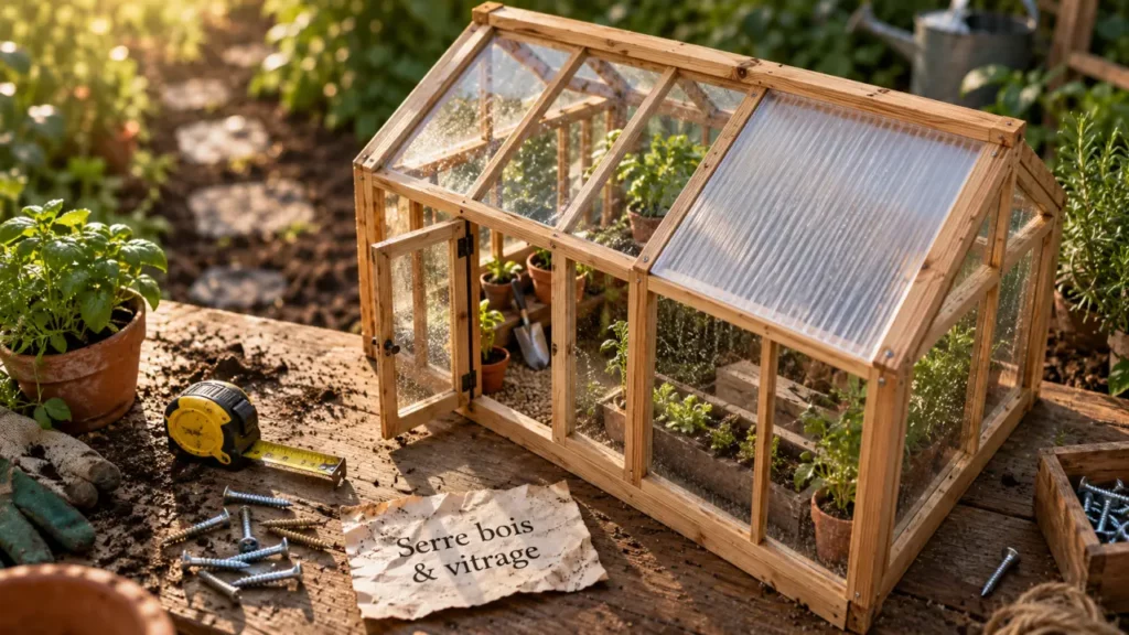 Serre de jardin bois : vitrage et base